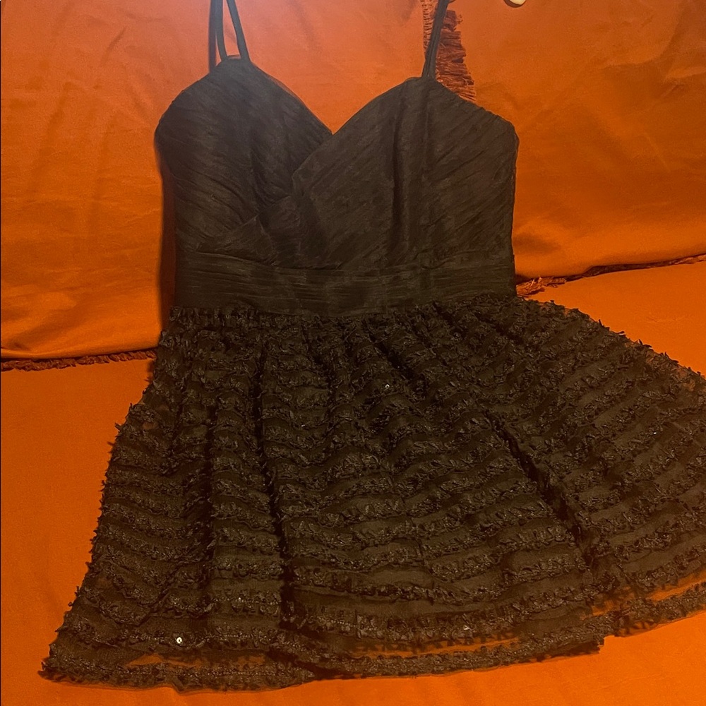 Cynthia Rowley Black Textured Prom Dress